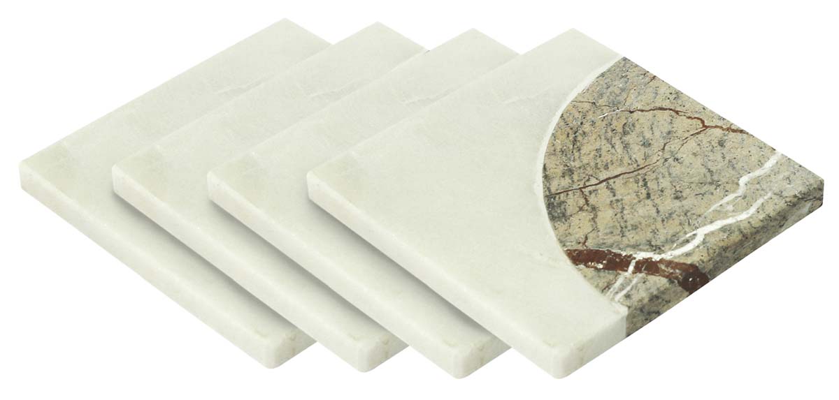 Buy in Bulk Wholesale Marble Coasters - Set of 4 - Plain & Textured Fused Marble Gradients - Unique-Look Dining/Kitchen Accessories - Home Decor
