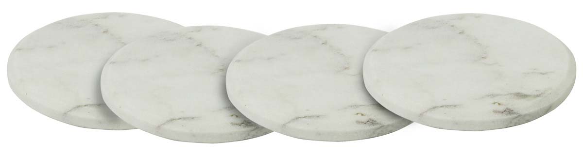 Buy in Bulk Wholesale White Marble Coasters - Set of 4 in Round Shape - Unique-Look Dining/Kitchen Accessories - Home Decor