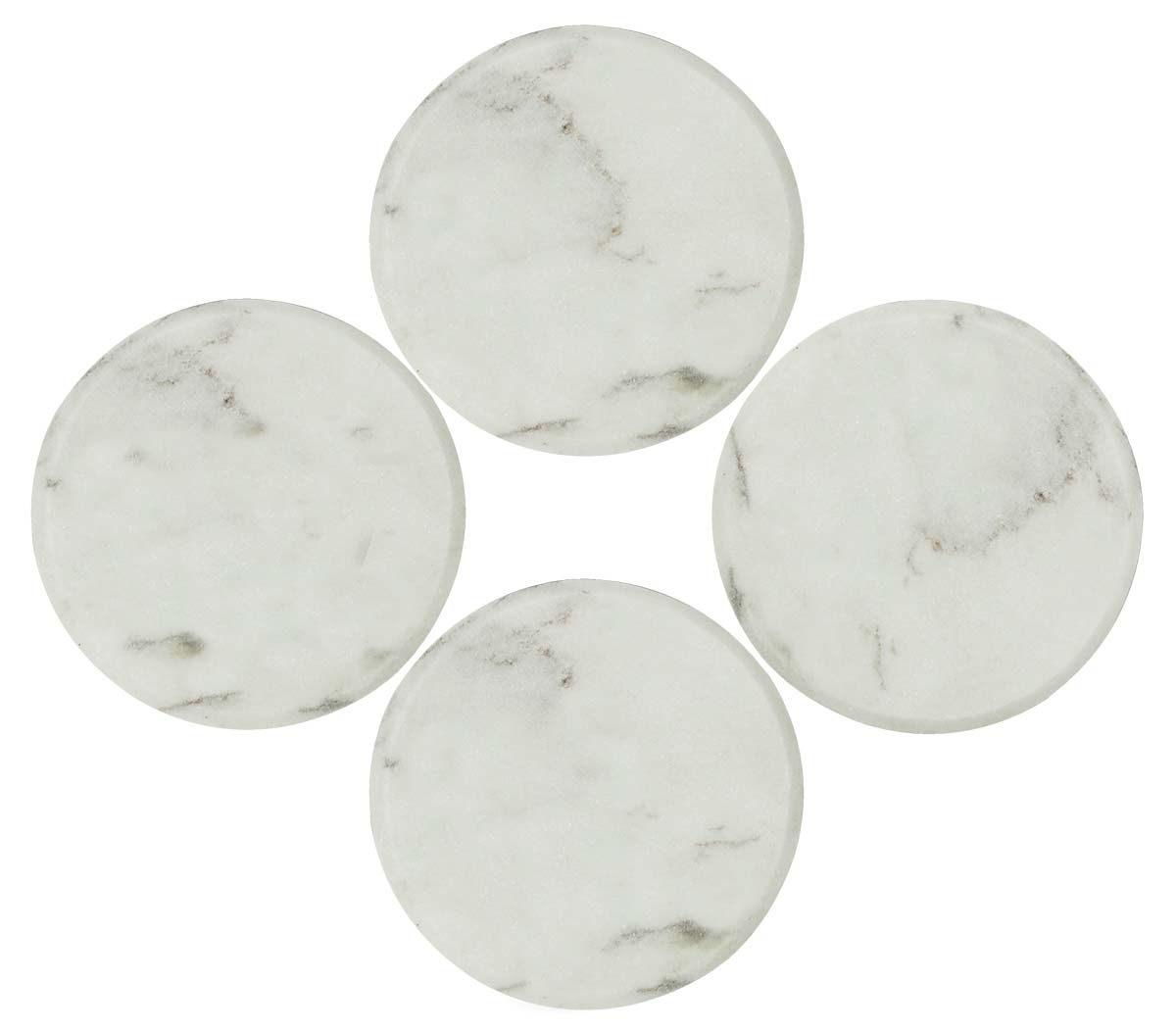 Buy in Bulk Wholesale White Marble Coasters - Set of 4 in Round Shape - Unique-Look Dining/Kitchen Accessories - Home Decor