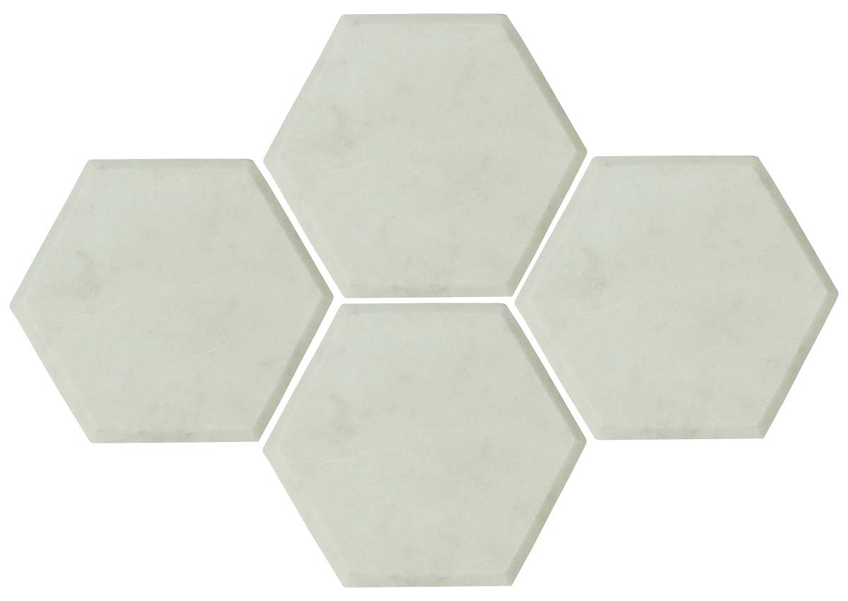 Buy in Bulk Wholesale White Marble Coasters - Set of 4 in Hexagonal Shape - Unique-Look Dining/Kitchen Accessories - Home Decor