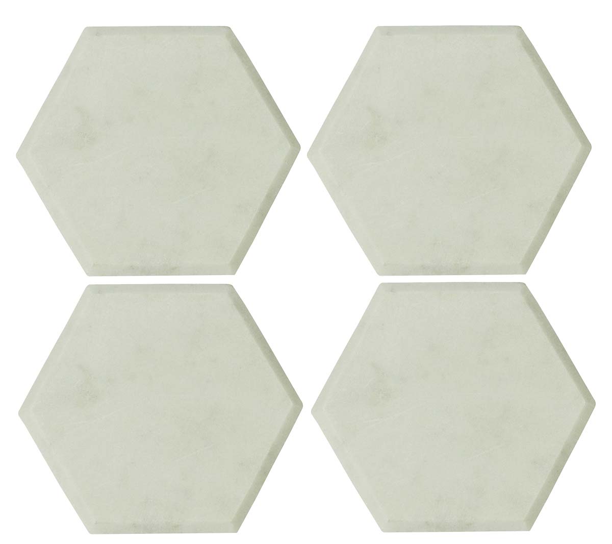Buy in Bulk Wholesale White Marble Coasters - Set of 4 in Hexagonal Shape - Unique-Look Dining/Kitchen Accessories - Home Decor