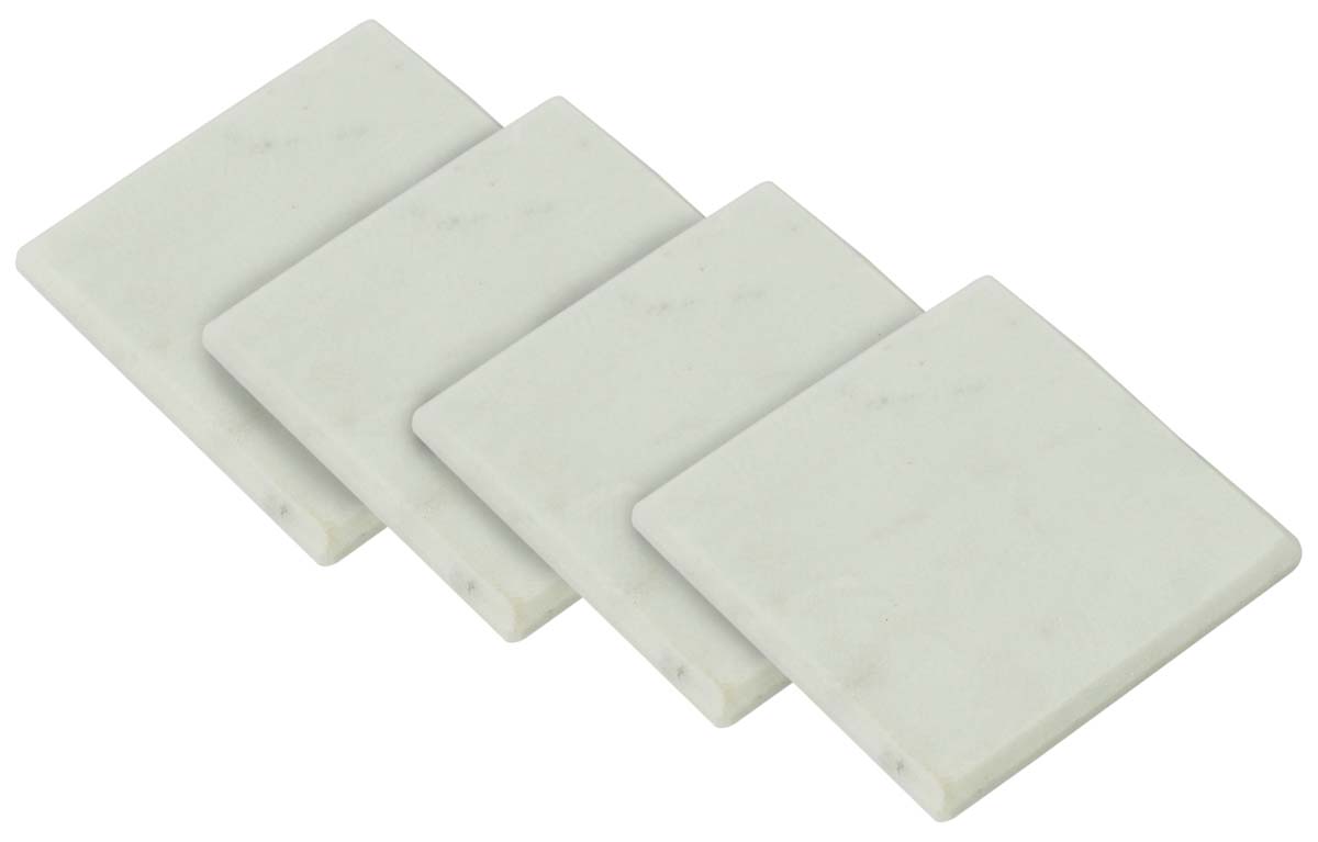 Buy in Bulk Wholesale White Marble Coasters - Set of 4 in Square Shape - Stylish Dining/Kitchen Accessories - Home Decor