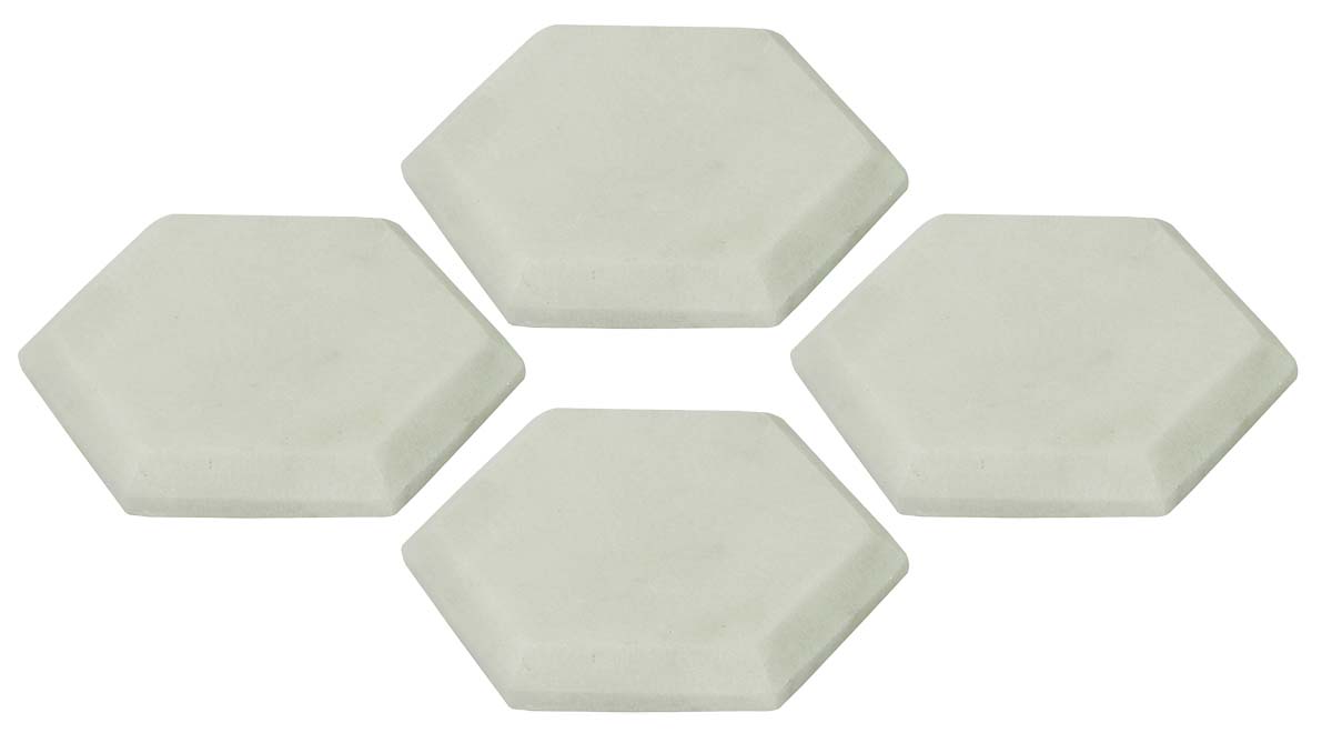 Buy in Bulk Wholesale White Marble Coasters - Set of 4 in Hexagonal Shape - Stylish Dining/Kitchen Accessories - Home Decor