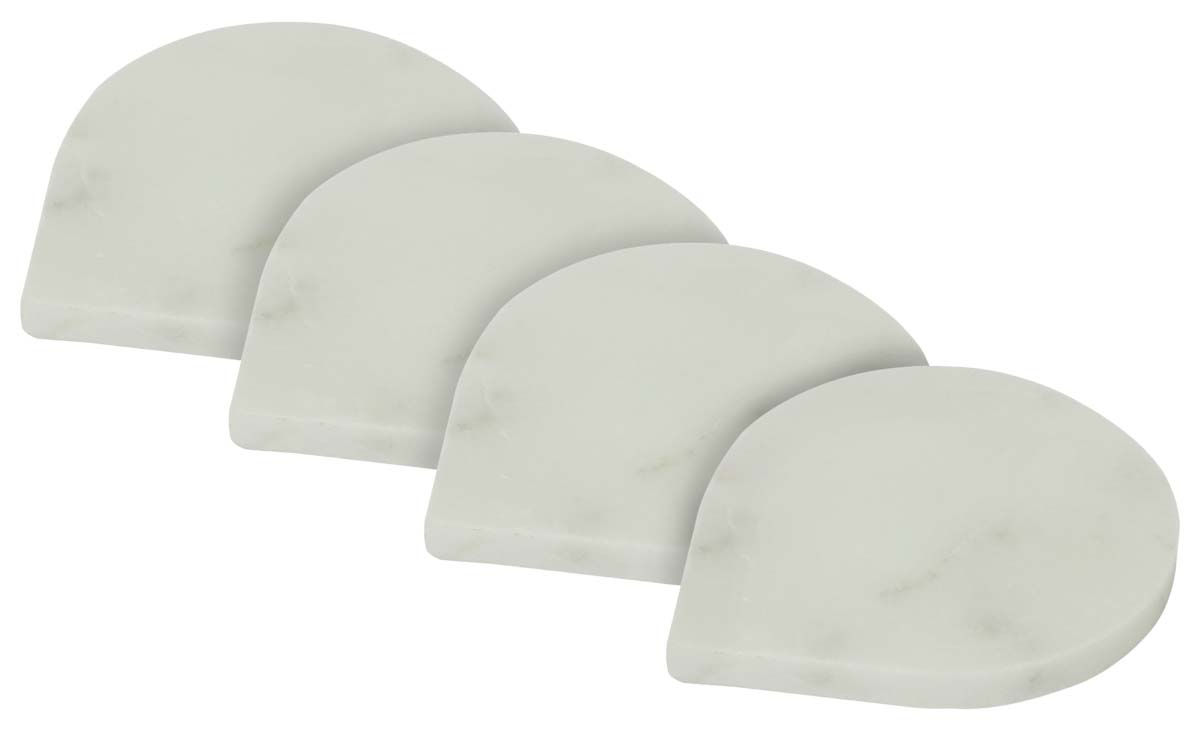 Buy in Bulk Wholesale White Marble Coasters - Set of 4 in Tear-Drop Shape - Stylish Dining/Kitchen Accessories - Home Decor