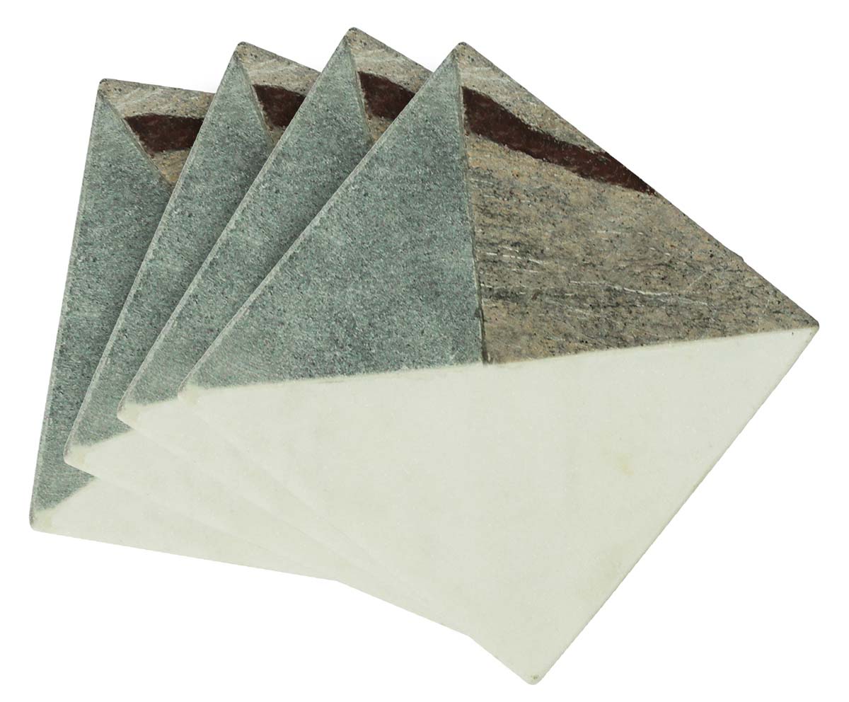 Buy in Bulk Wholesale Marble Coasters - Set of 4 - Plain & Textured Fused Marble Gradients - Unique-Look Dining/Kitchen Accessories - Home Decor