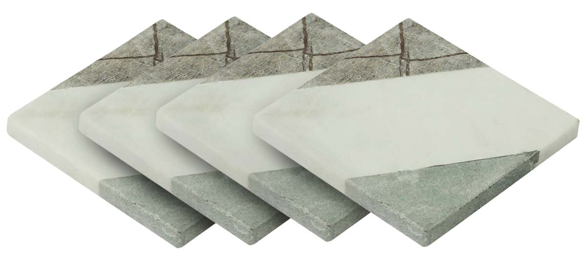 Buy in Bulk Wholesale Marble Coasters - Set of 4 - Plain & Textured Fused Marble Gradients - Unique-Look Dining/Kitchen Accessories - Home Decor