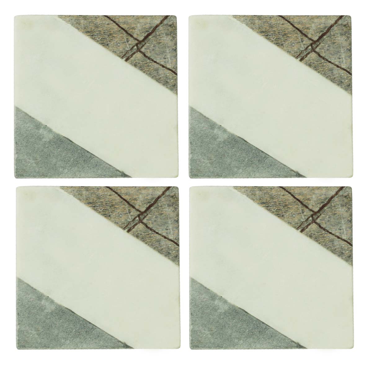 Buy in Bulk Wholesale Marble Coasters - Set of 4 - Plain & Textured Fused Marble Gradients - Unique-Look Dining/Kitchen Accessories - Home Decor