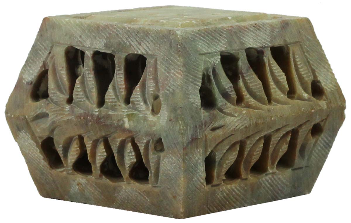 2.1” Soapstone Incense Holder with Open-Work Carving -Antique-Look Incense Stick / Cone Burner in Diamond Shape - Home Decor Essentials from India - Buy in Bulk Wholesale
