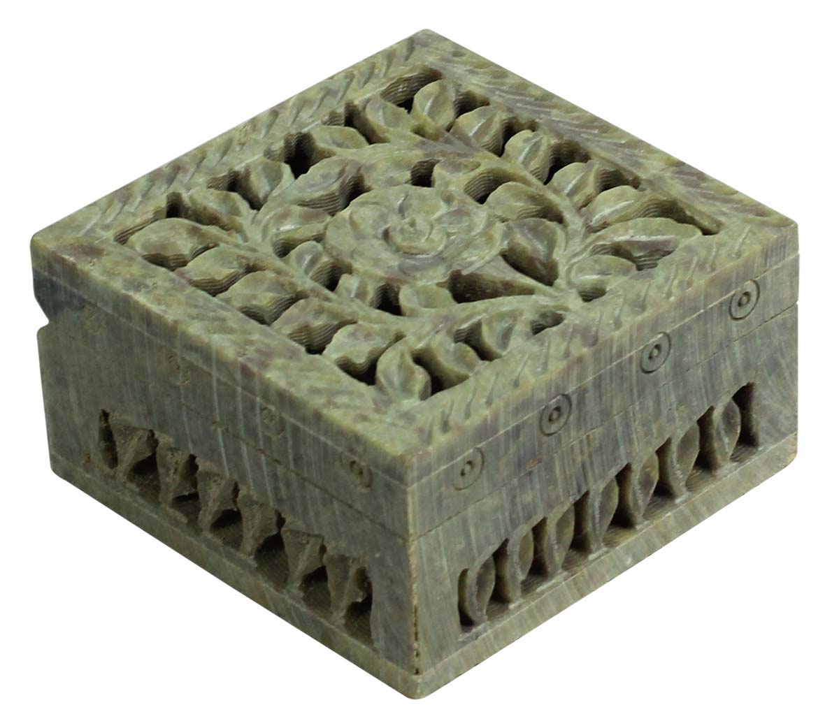 Bulk Buy Square 3x3” Jewelry Box - Wholesale White Jewelry Box/Trinket Box with Lattice Carving in Gorara Stone from India