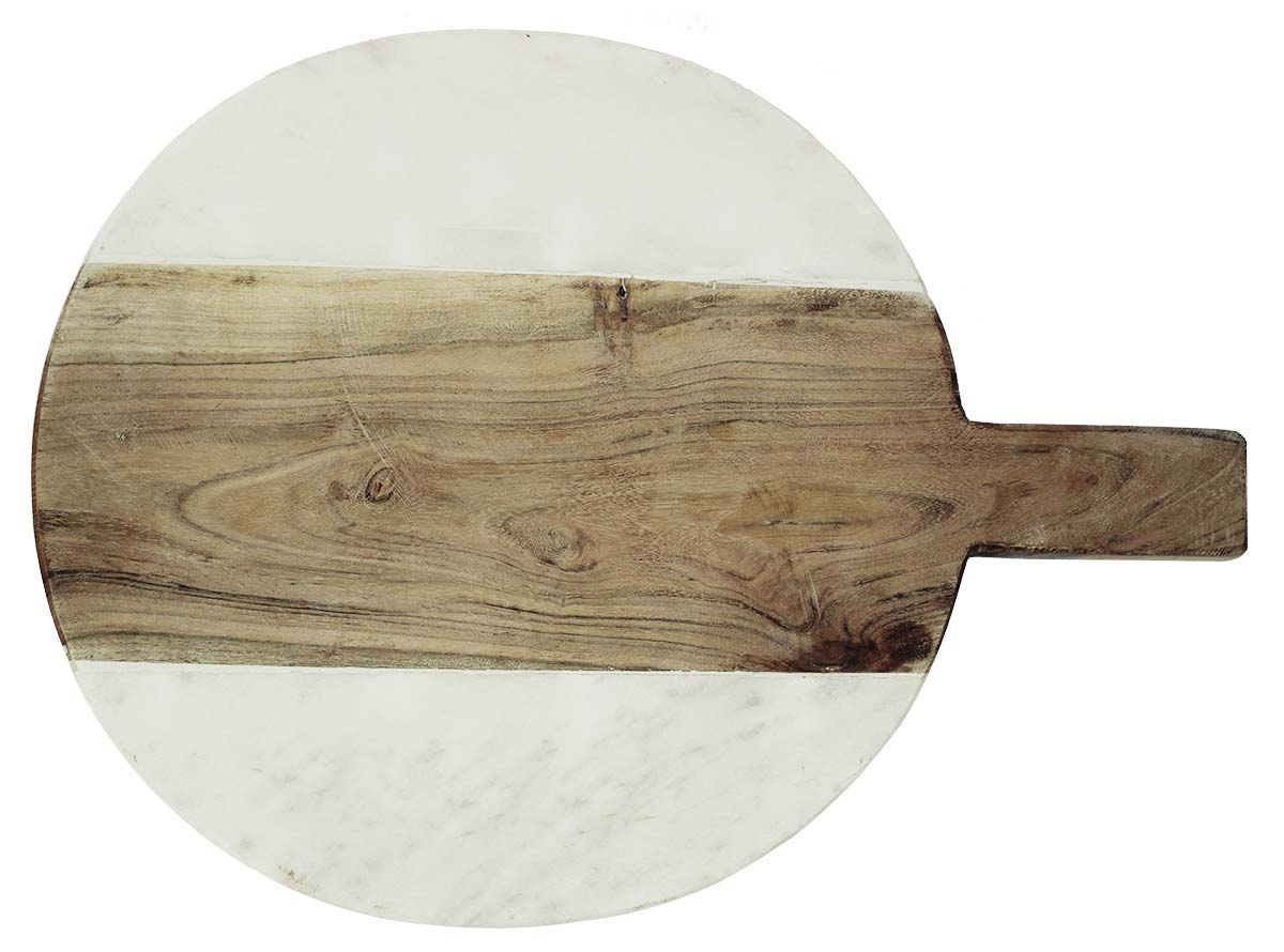Buy in Bulk Wholesale Round Chopping Board in Wood & Marble - 15.5” Serving/Cutting Board - Stylish Kitchen/Home Accessories from India