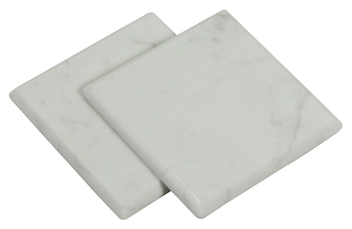 Buy in Bulk Wholesale Marble Coasters in White Square Shaped with Natural Texture - Set of 2 - Stylish Dining/Kitchen Accessories - Home Decor