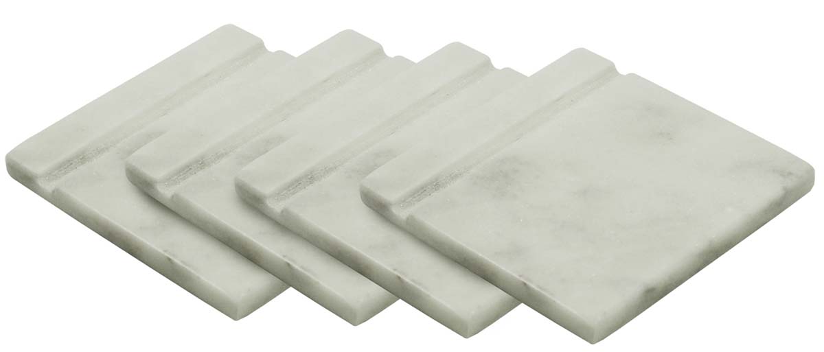 Buy in Bulk Wholesale Marble Coasters in White with Natural Texture - Set of 4 - Stylish Dining/Kitchen Accessories - Home Decor