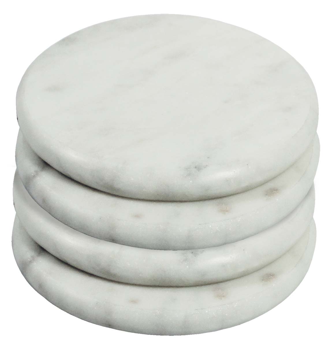 Buy in Bulk Wholesale Round Marble Coasters in White with Natural Texture - Set of 4 - Stylish Dining/Kitchen Accessories - Home Decor