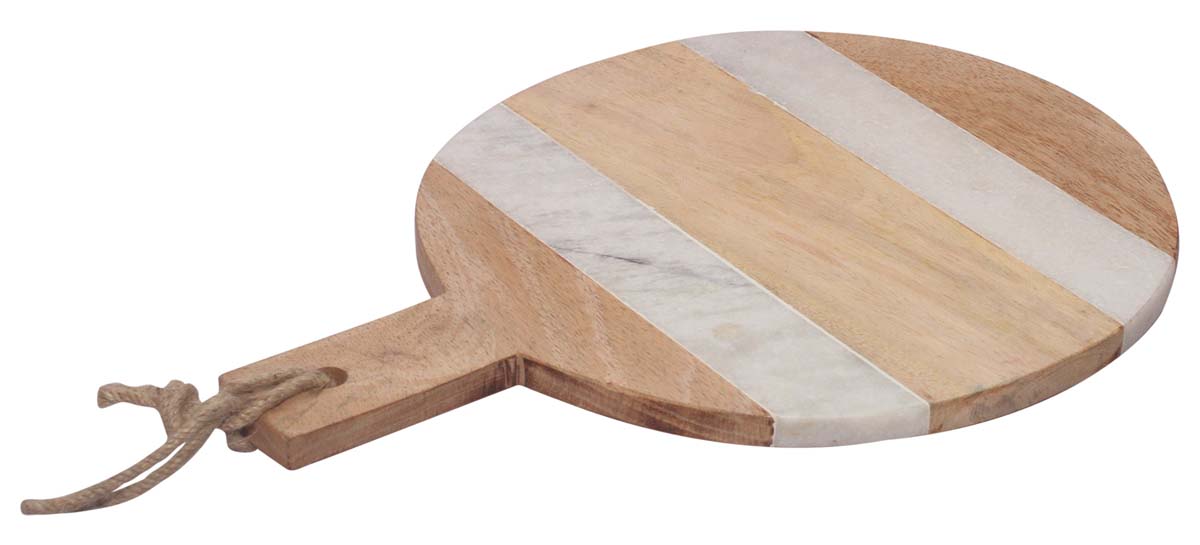 Cutting Boards in Bulk – Round Board – Hand-Carved in White Marble & Wood – Wholesale Kitchen Accessories