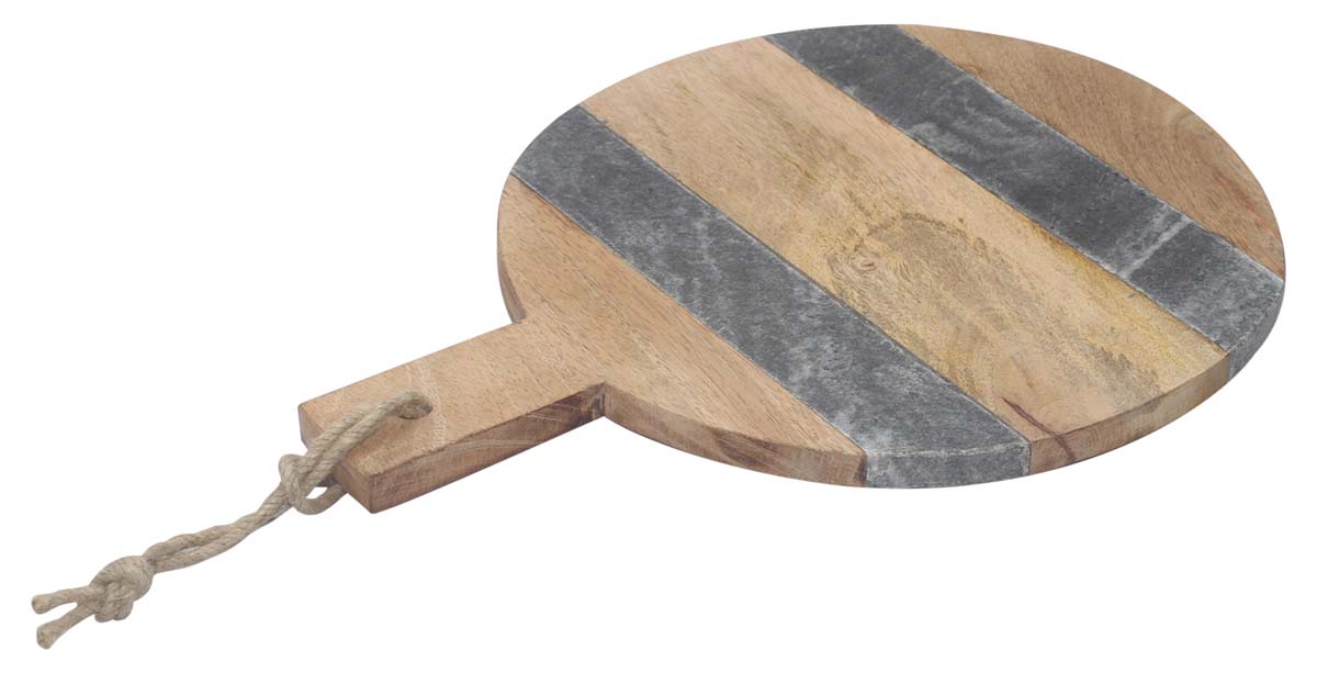 Cutting Boards in Bulk – Round Board – Hand-Carved in Gray Marble & Wood – Wholesale Kitchen Accessories