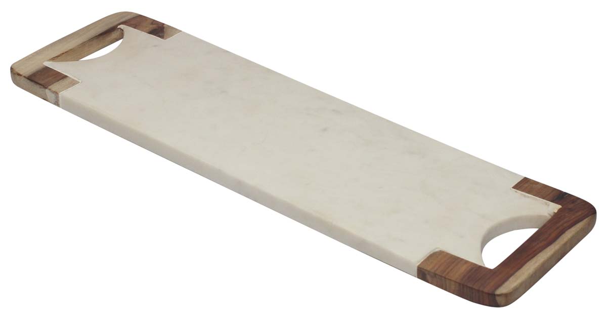 Cutting Boards in Bulk – Rectangular Board – Hand-Carved in White Marble & Wood – Wholesale Kitchen Accessories