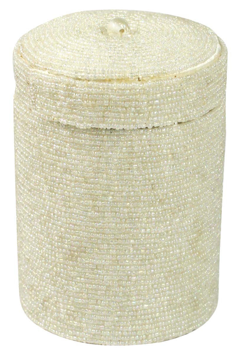 Wholesale Gift Boxes – Cylindrical Box – White – Beaded