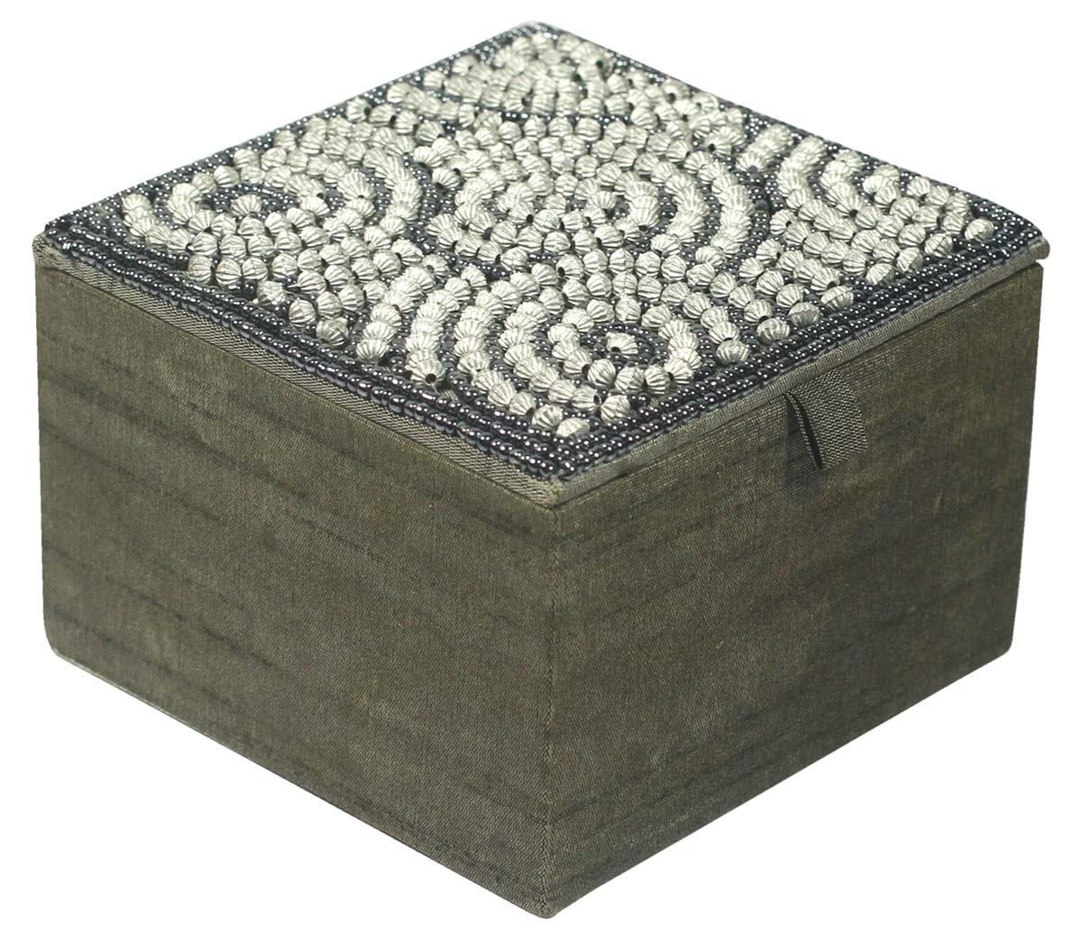 Jewelry Gift Boxes Wholesale – Gray & White Box – Square-Shaped – Bead Work – Handmade in Fabric & Cardboard