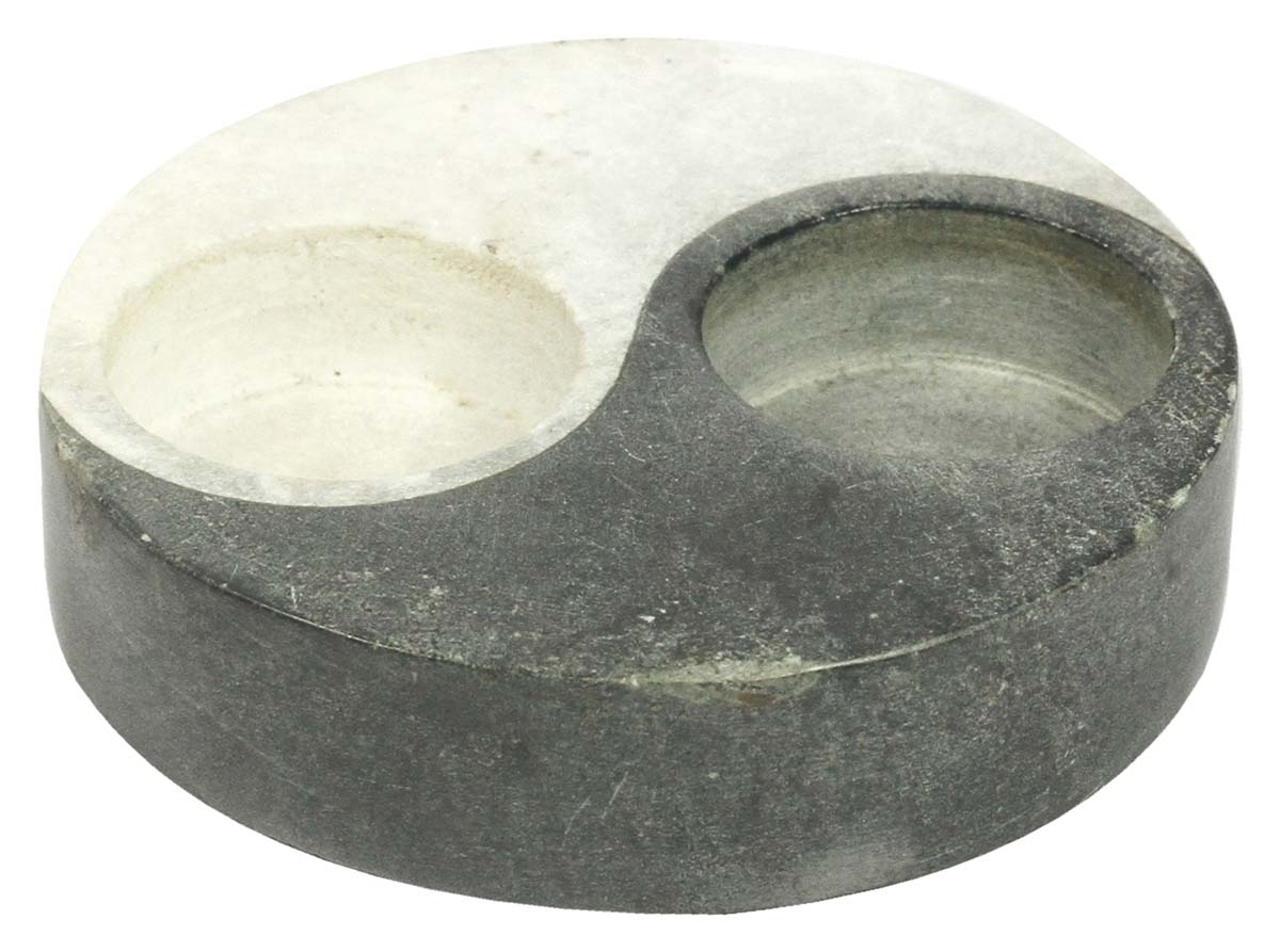 Votive Candle Holders Bulk – Holder for Twin Candles – Black & White – Hand-Carved in Marble