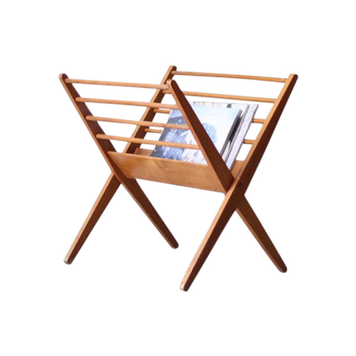 19” Teak-Wood Book / Magazine Holder with Cross-Legs - Contemporary Home Essentials and Furnishings - Buy in Bulk Wholesale