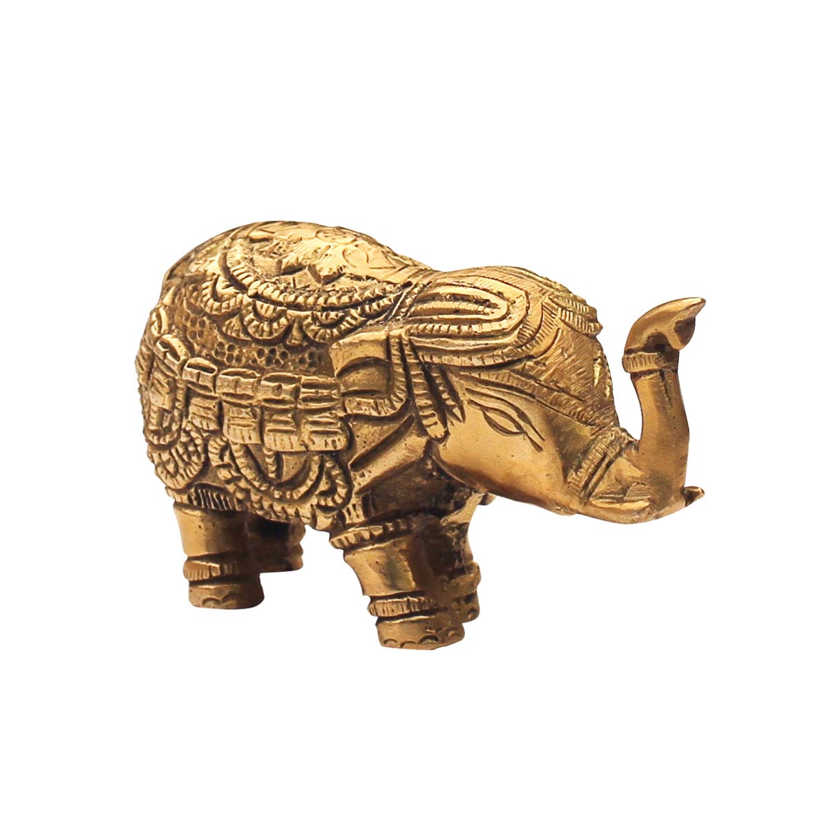 Wholesale 4.2” Trunk up Baby Elephant Metal Figurine - Handmade Brass Baby Elephant Sculpture/Statue from India - Antique-look Statues for Office/Home Decor