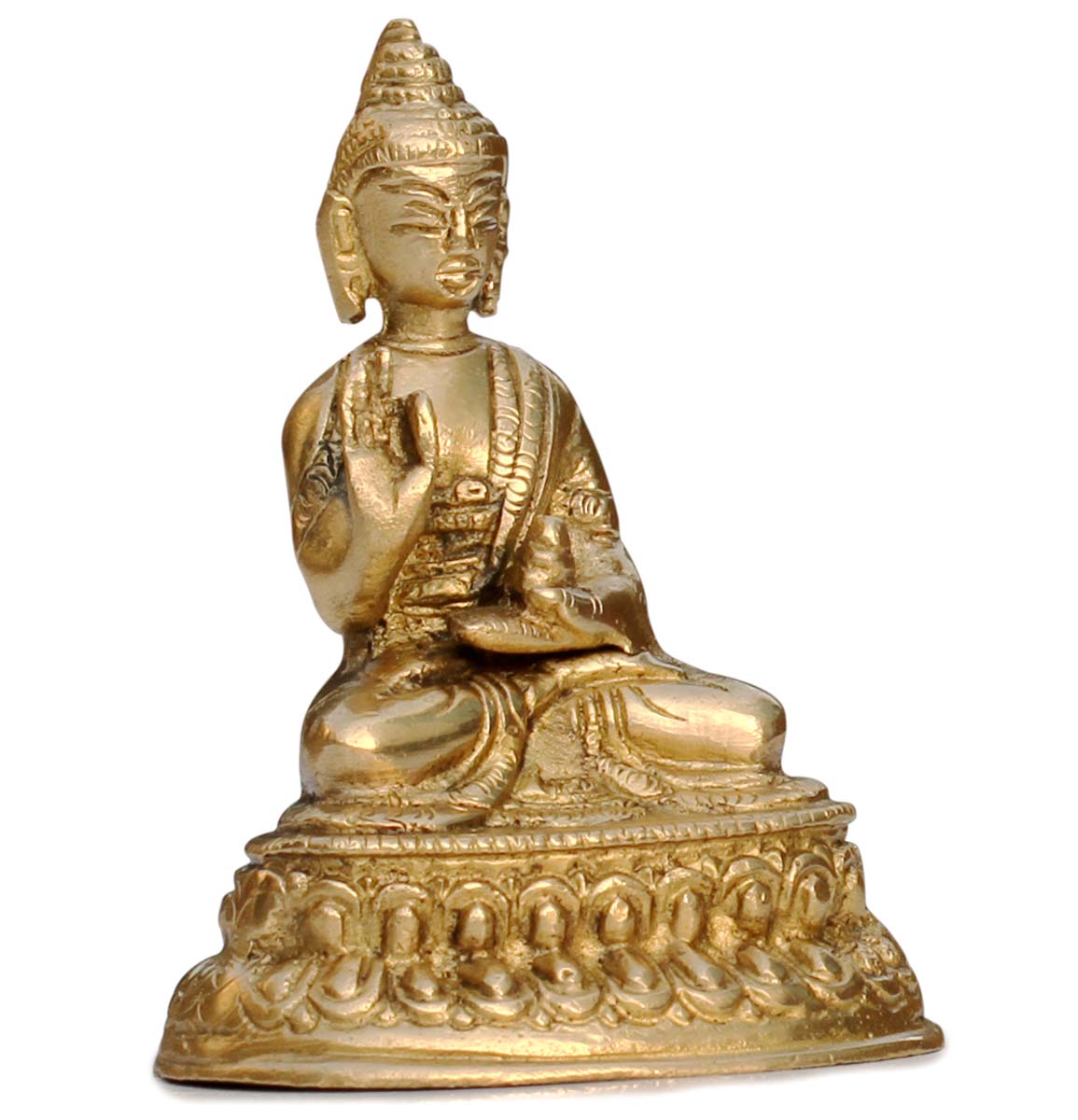 Wholesale Lord Buddha Figurine - Buy in Bulk 3.6” Hand Carved Brass Buddha Figurine/Statue - Unique Good Luck Charms Metal Sculpture - Home & Office Decor Religious & Spiritual Gifts