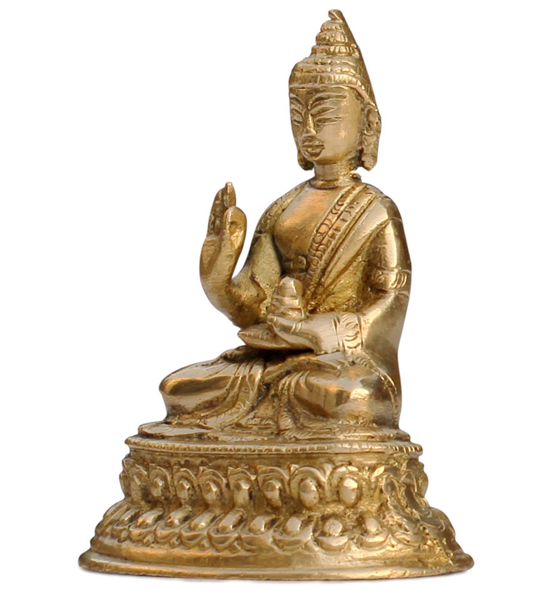 Wholesale Lord Buddha Figurine - Buy in Bulk 3.6” Hand Carved Brass Buddha Figurine/Statue - Unique Good Luck Charms Metal Sculpture - Home & Office Decor Religious & Spiritual Gifts