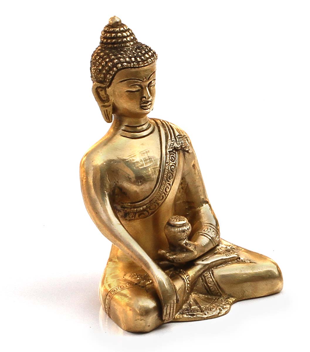 Wholesale Lord Buddha Figurine - Buy in Bulk 6” Hand Carved Brass Buddha Figurine/Statue - Unique Good Luck Charms Metal Sculpture - Home & Office Decor Religious & Spiritual Gifts
