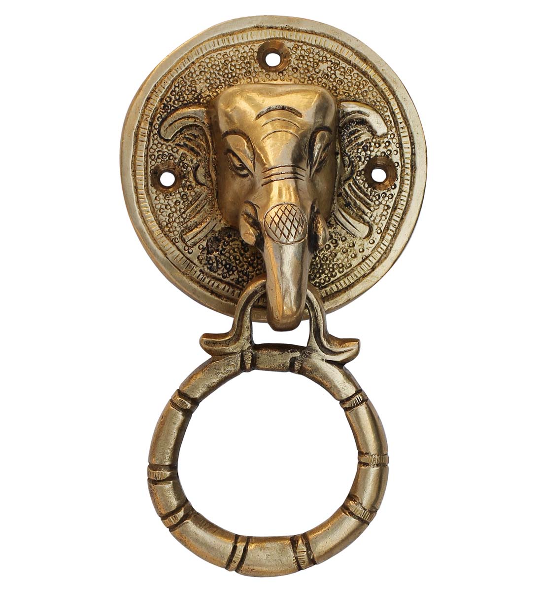 Buy in Bulk Wholesale - Brass Door Knocker Large Heavy Weight Elephant Face in an Antique Finish - Decorative Vintage Look Home Decor Accessories