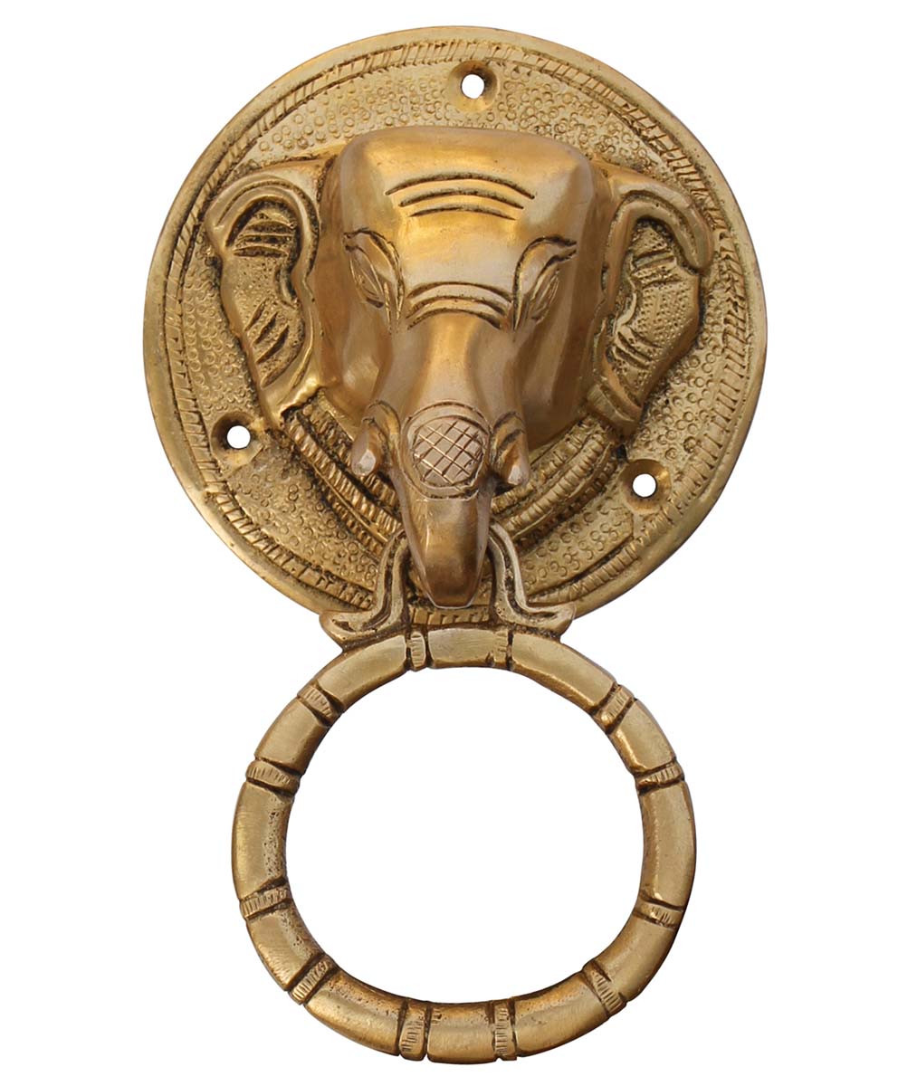 6.4" Large Elephant Head Door Knocker - Heavy Duty Solid Brass With Antique-look Finish - Door Hardware & Accessories - Buy in Bulk Wholesale