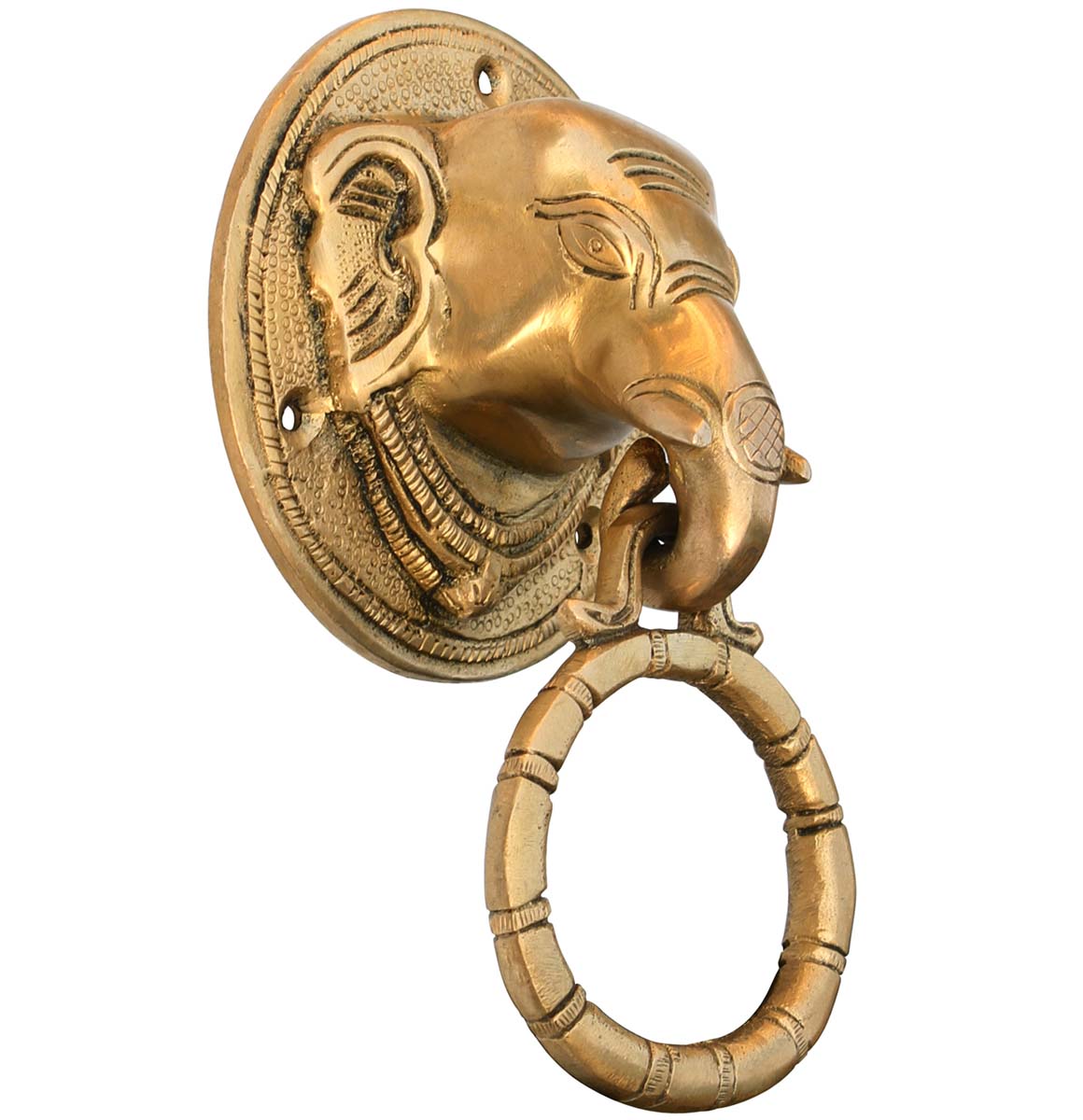 6.4" Large Elephant Head Door Knocker - Heavy Duty Solid Brass With Antique-look Finish - Door Hardware & Accessories - Buy in Bulk Wholesale