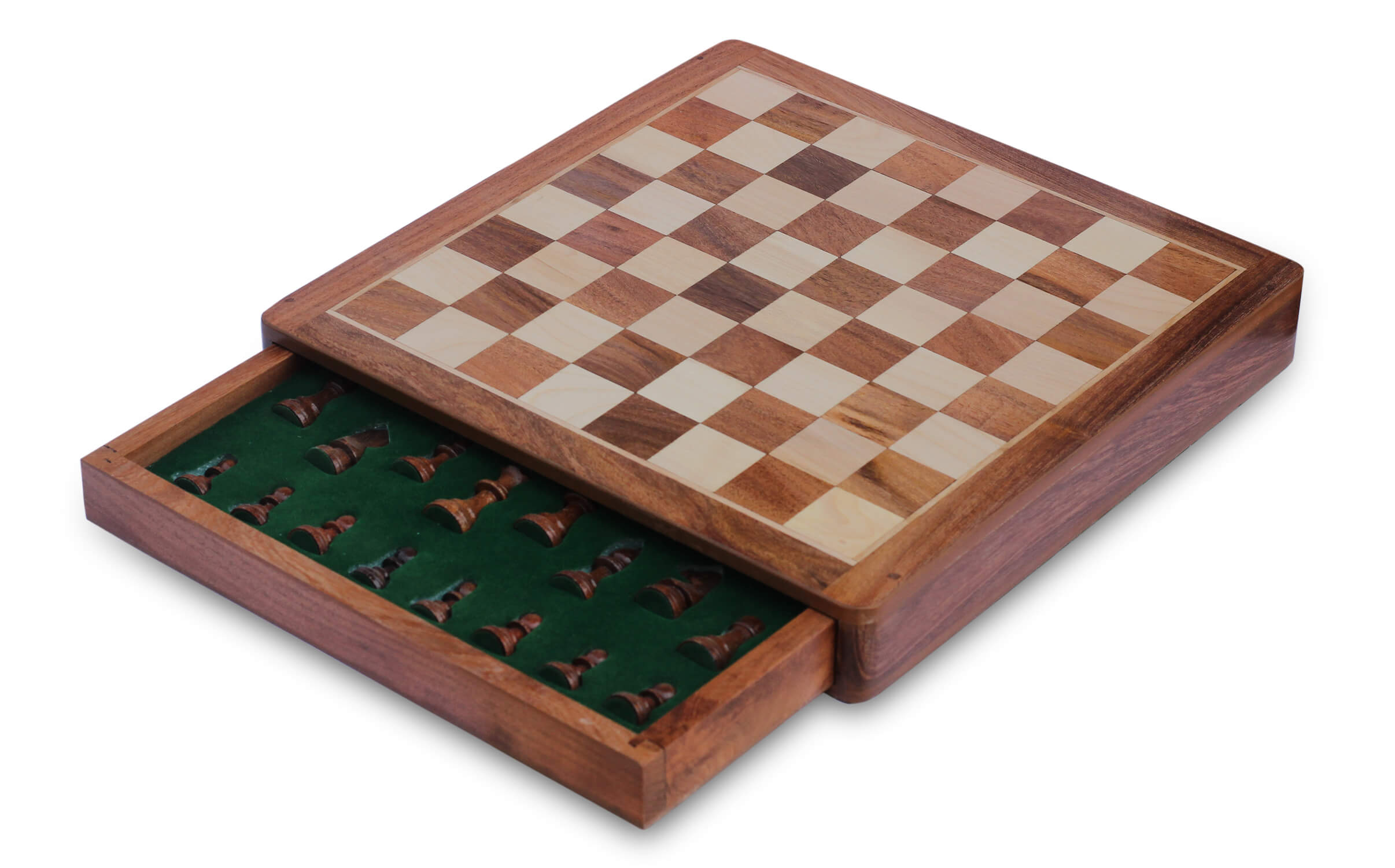 ArtistryBazaar Wooden Magnetic Travel Chess Set With Drawer 12 Inch
