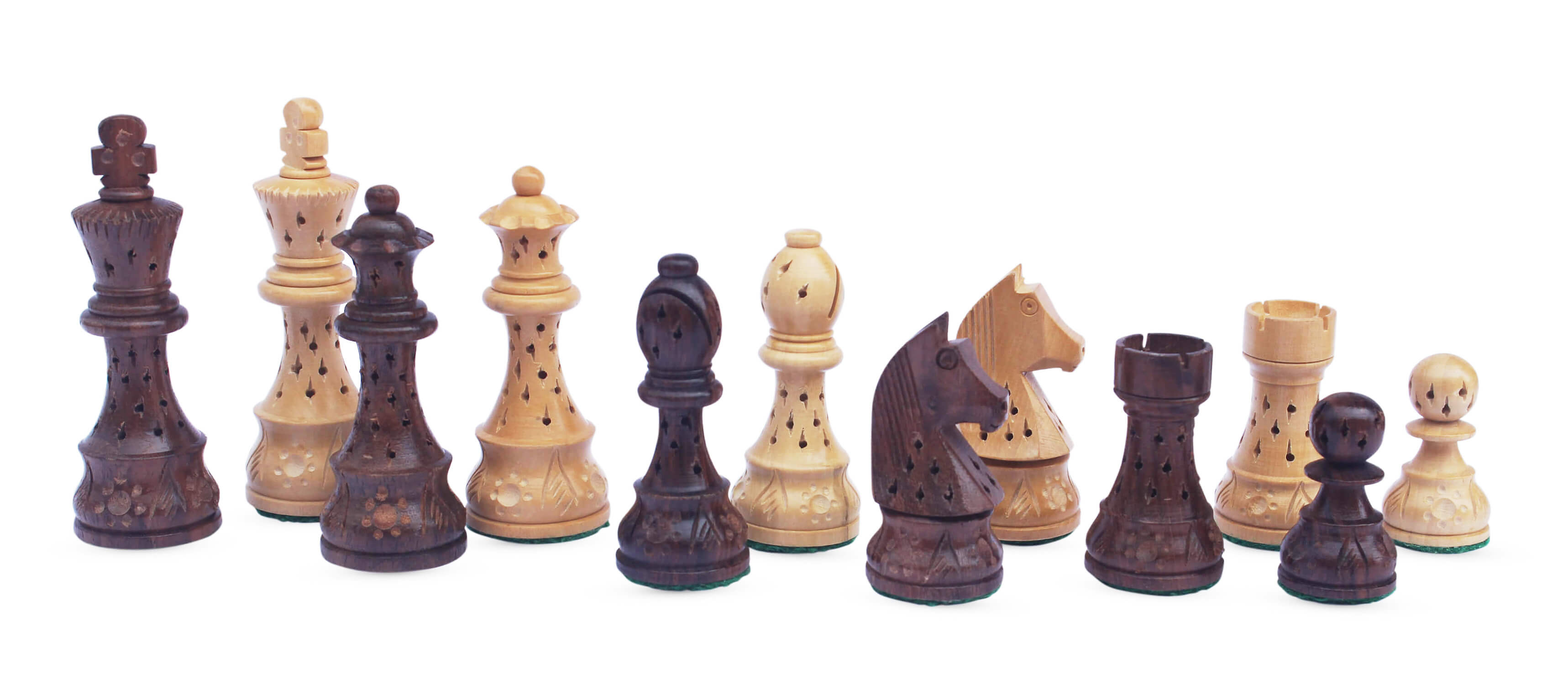 ArtistryBazaar Artistic Champion Series Chess pieces Box wood & Ebonized 4" King luxury wood hand carved chess pieces with extra Queen