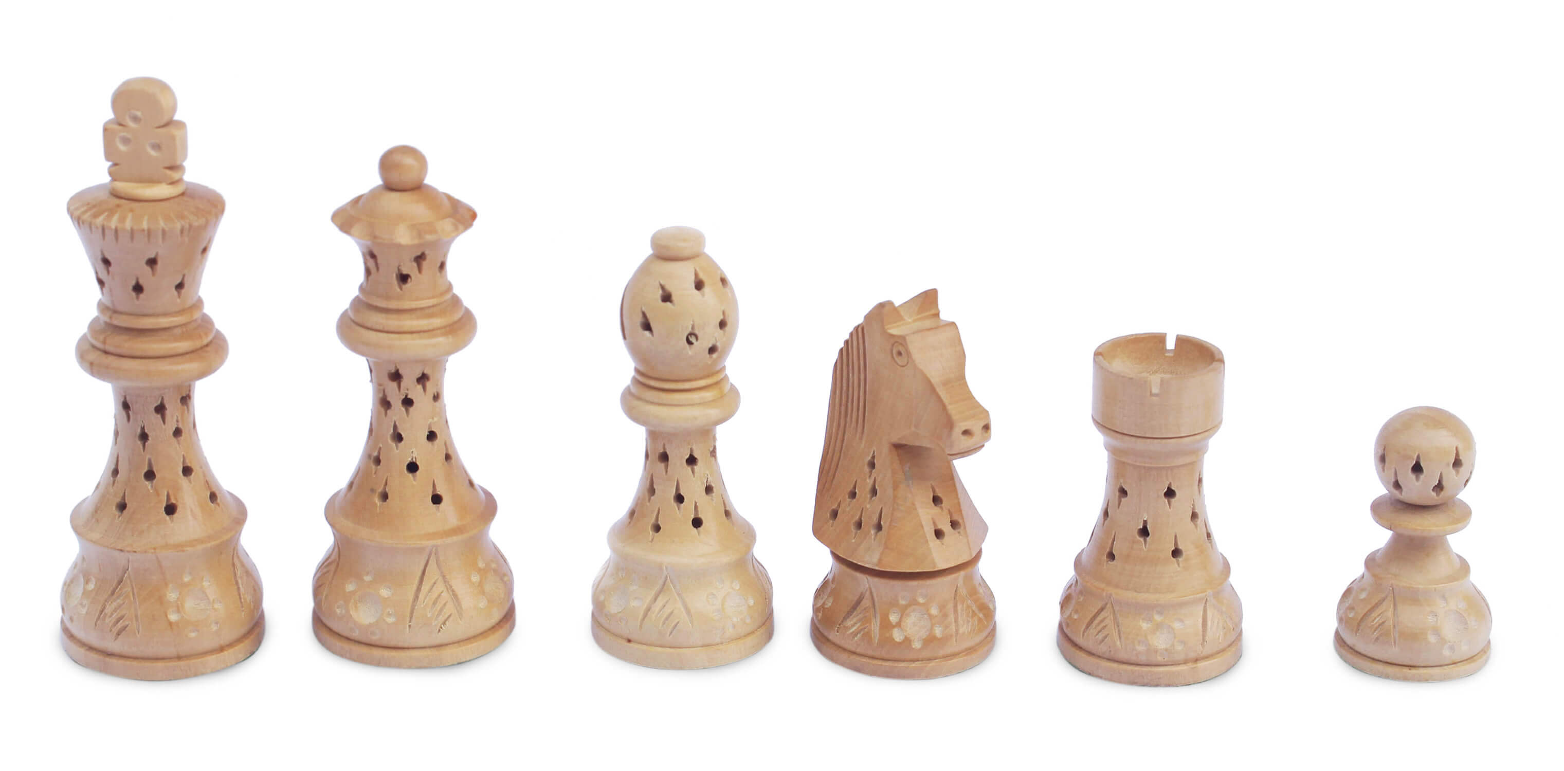 ArtistryBazaar Artistic Champion Series Chess pieces Box wood & Ebonized 4" King luxury wood hand carved chess pieces with extra Queen