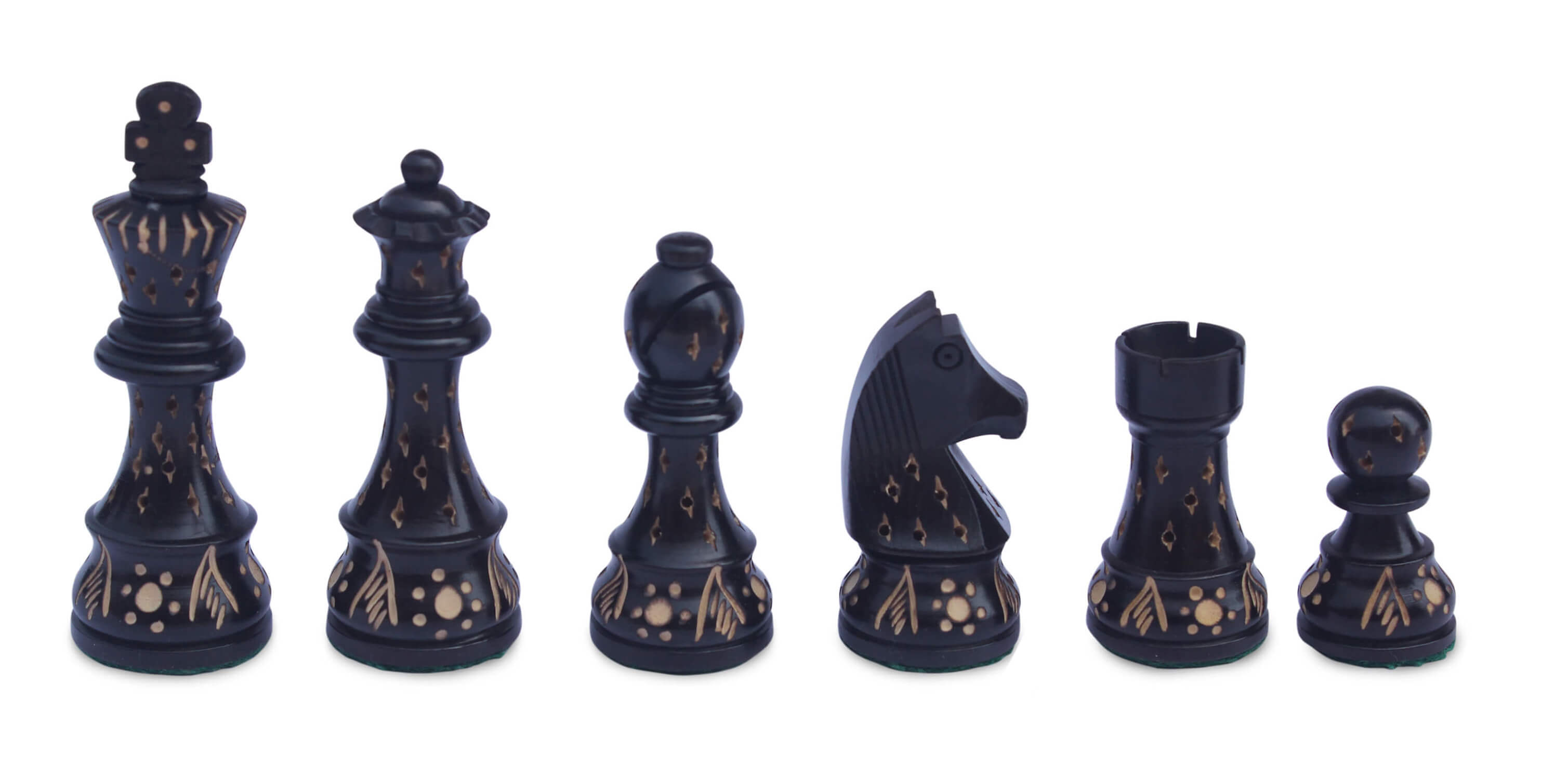ArtistryBazaar Champion Series Chess pieces Box wood & Ebonized 4" King luxury wood hand carved chess pieces with extra Queen