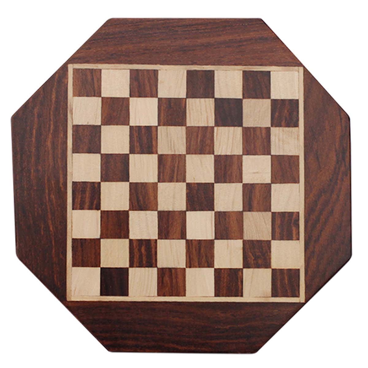 Bulk Wholesale 5” Octagonal Chess Board – Handmade Wooden Travel-sized Chess Game Set – Natural Wood