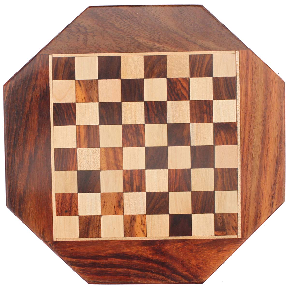 Bulk Wholesale 11” Octagonal Chess Board – Handmade Wooden Travel-sized Chess Game Set – Natural Wood