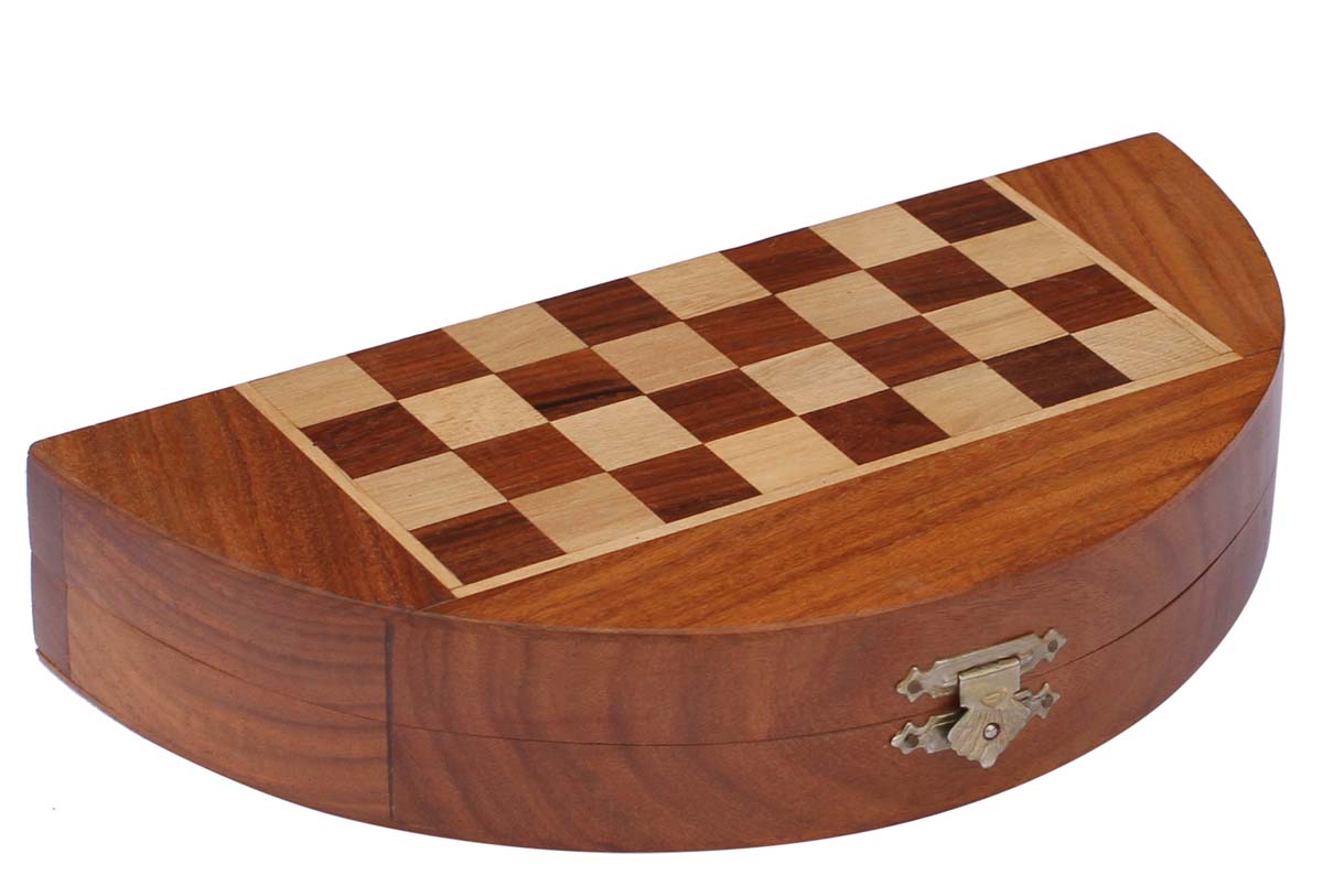 Bulk Wholesale Handmade Folding Half-Round Wooden Magnetic Chess Set in Wood 9