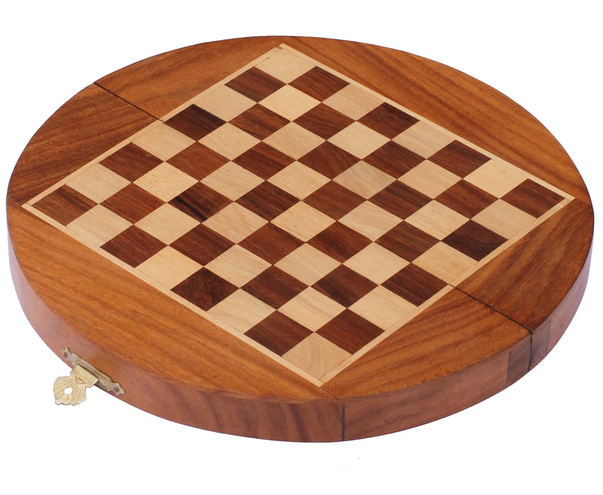 Bulk Wholesale Handmade Folding Half-Round Wooden Magnetic Chess Set in Wood 9
