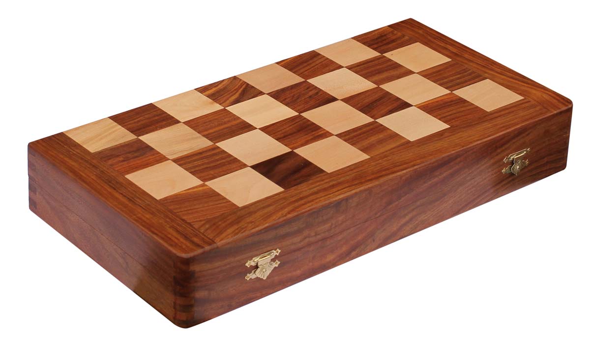 Bulk Wholesale 18” Square Wooden Folding Chess Set – Handmade Travel-Sized Chess Game – Natural Wood