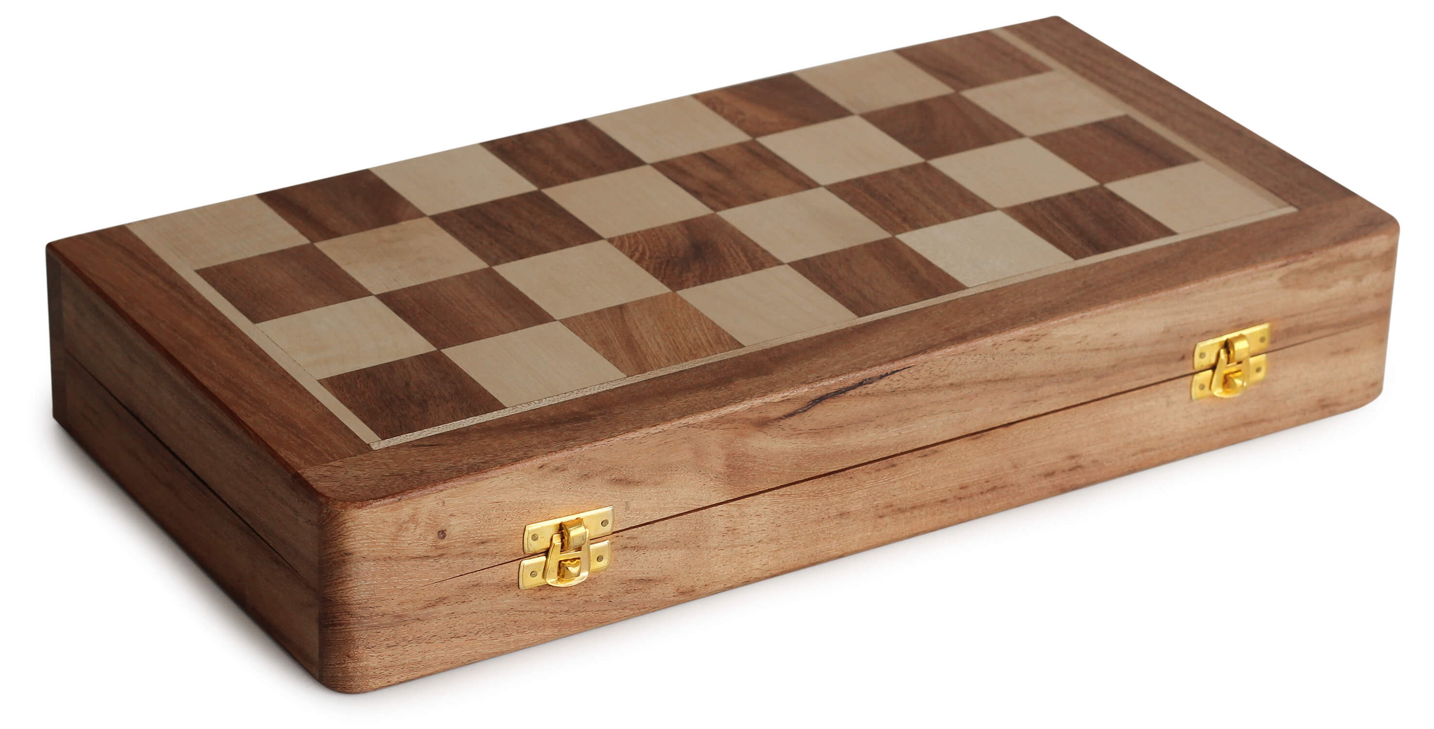 Bulk Wholesale 16” Square Wooden Folding Chess Set – Handmade Travel-Sized Chess Game – Natural Wood