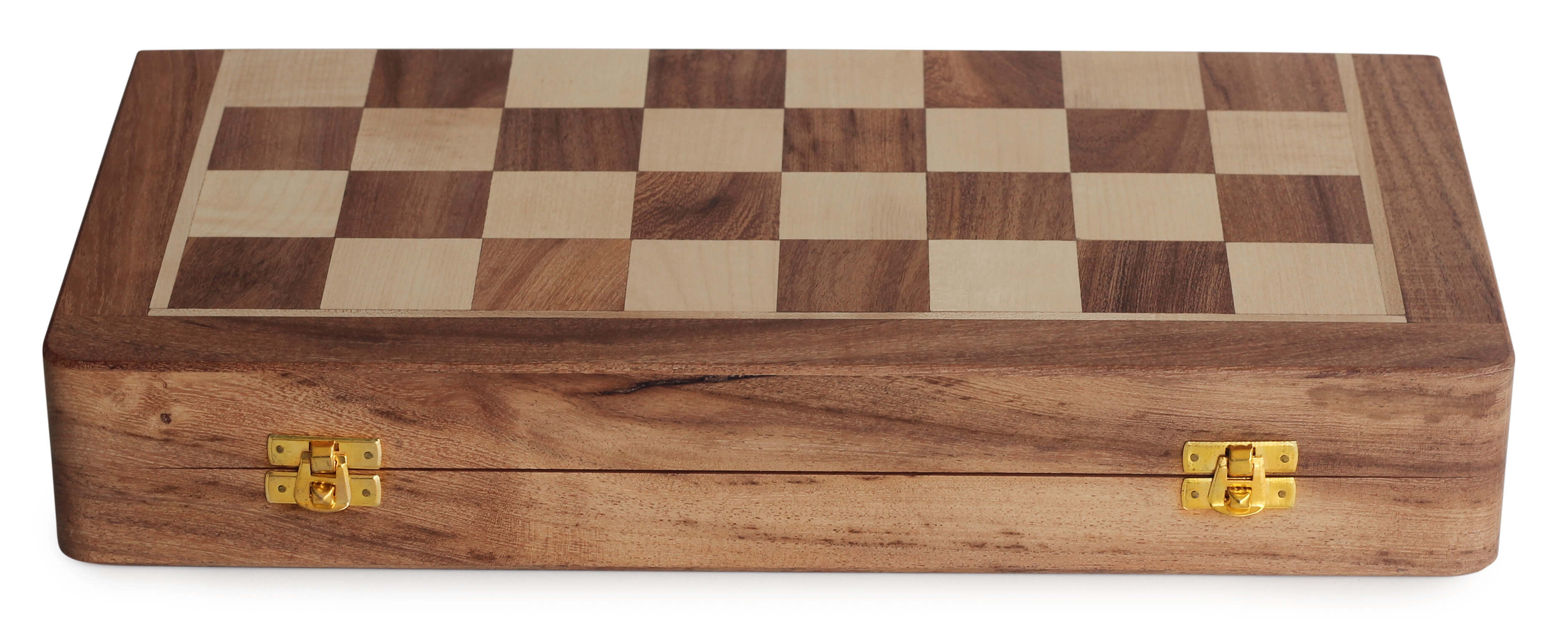 Bulk Wholesale 16” Square Wooden Folding Chess Set – Handmade Travel-Sized Chess Game – Natural Wood