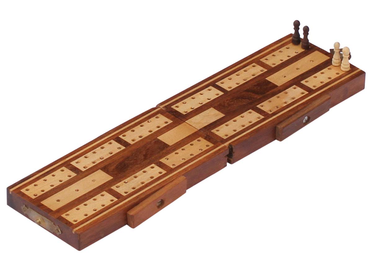 Bulk Wholesale 9” Rectangular Wooden Folding Cribbage Board Box - Handmade Travel-Sized – Natural Wood