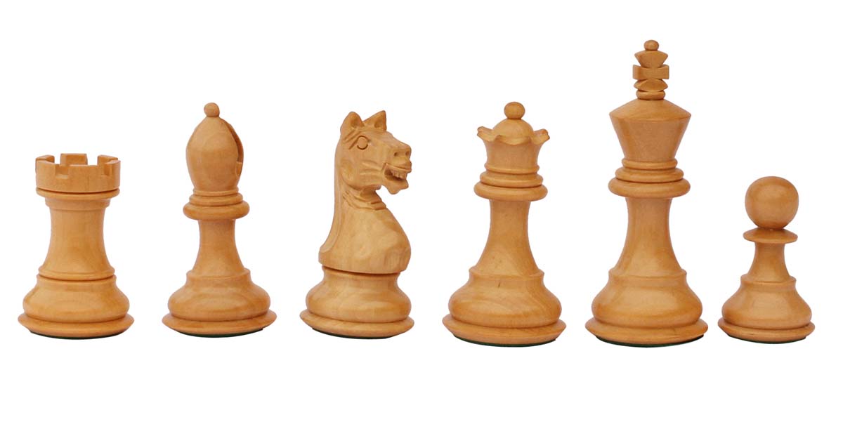 Bulk Wholesale Handmade Wooden Tournament Chessmen – 32 Chess Pieces in Yellow and Brown – Solid Natural Wood – Toys & Games