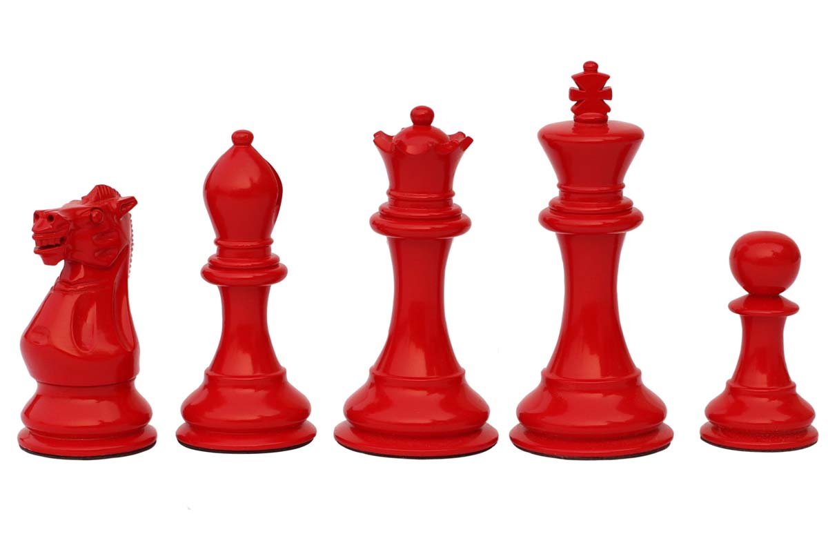 Bulk Wholesale Handmade Wooden Tournament Chessmen – 32 Red & White Chess Pieces – Solid Natural Wood – Toys & Games