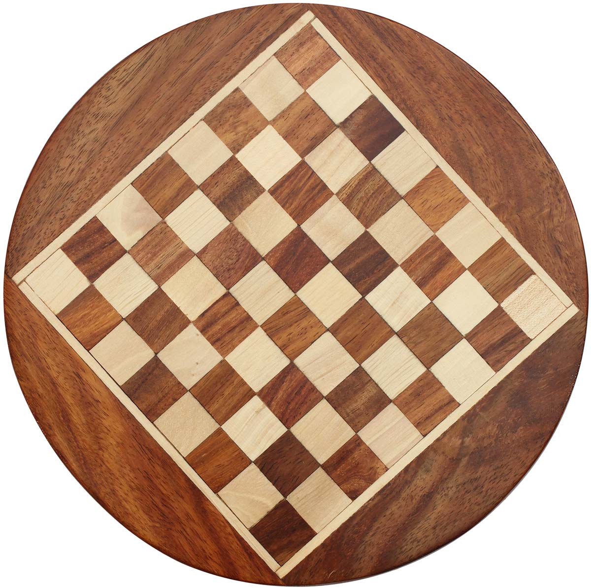 Wholesale 7” Round Chess Board & Chessmen Set with Storage Drawer - Bulk Buy Handmade Wooden Magnetic Chess Set - Travel Games From India