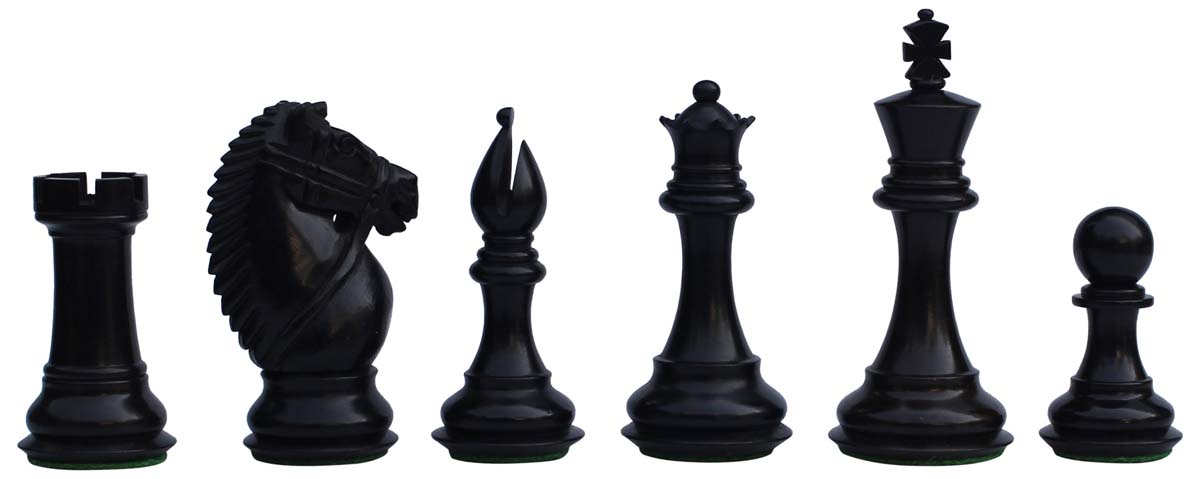 Bulk Wholesale 4” Wooden Staunton Design Chessmen in Beige & Black Color with Rein Knights – Hand-Carved from Boxwood – Chess Pieces / Figurines / Accessories / Unique Gifts from India