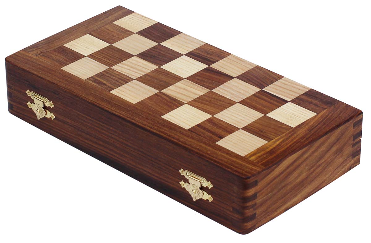 Bulk Wholesale 10x10 Inch Folding Storage Box Shaped Chess Set - Handmade Wooden Board With Magnetic Chessmen - Indoor & Travel Games