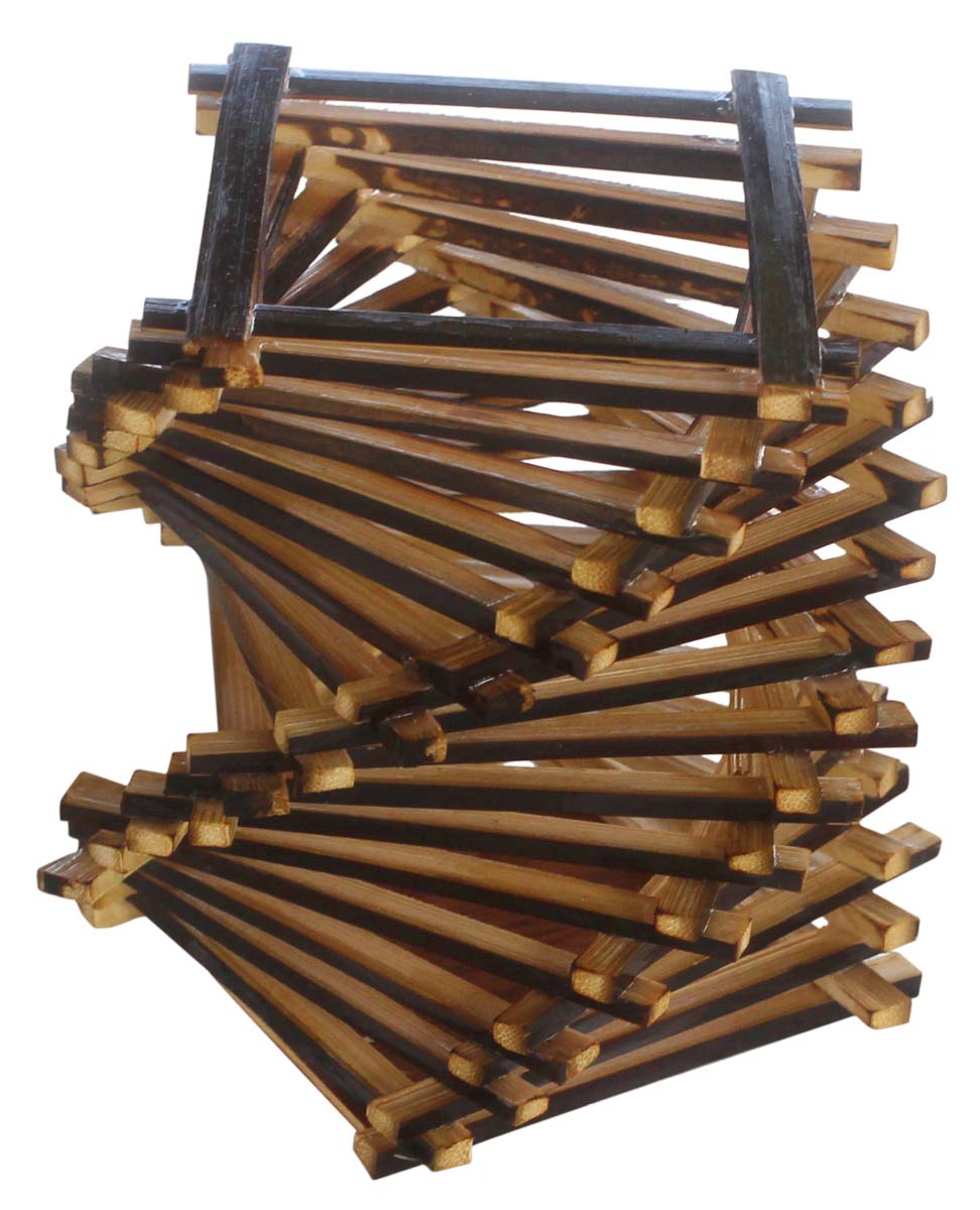Hand-Crafted Twisted Bamboo Pen-Stand with Ply Work – 4” Pen / Pencil Holder in Brown – Office / Desk Essentials  Buy in Bulk Wholesale