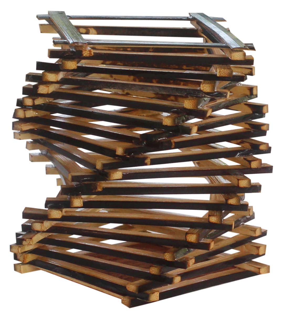 Hand-Crafted Twisted Bamboo Pen-Stand with Ply Work – 4” Pen / Pencil Holder in Brown – Office / Desk Essentials  Buy in Bulk Wholesale